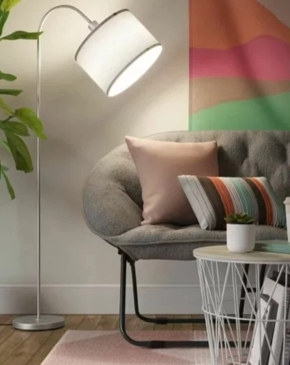 Silver curved floor lamp deals