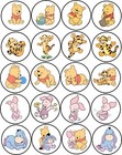 20 Baby Winnie The Pooh Tigger Piglet 2" Round Sticker Laminated Peel Stick