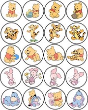 20 BABY WINNIE THE POOH TIGGER PIGLET 2" ROUND STICKER LAMINATED PEEL STICK
