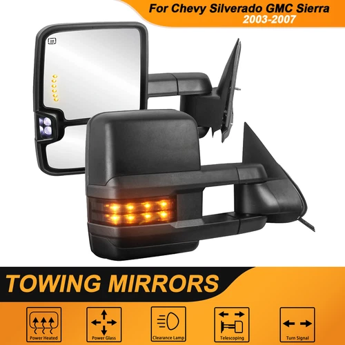 Pair Power Heated Tow Mirrors For 2003-06 Chevy Silverado GMC Sierra Yukon XL