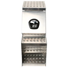 Aluminum 25"X28"X12" Side Mount Semi Truck Tool Storage Saddle Step Box w/T-Lock