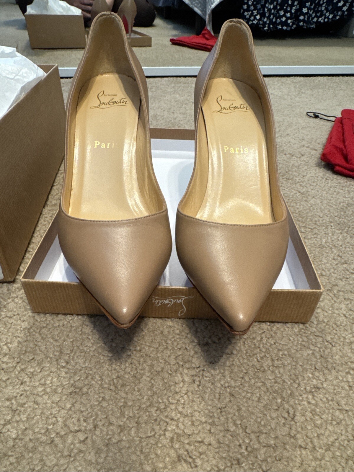 Christian Louboutin Apostrophy 100 Pump Nappa Nude Size 38 image 3