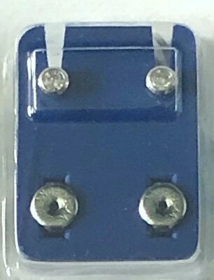 4mm Hypoallergenic Caflon Silver Plated Diamante Ear-piercing Studs Accessories