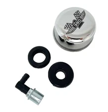 Ford FE 390 American Eagle Valve Cover Breathers, PCV Valve & Grommets (Chrome)