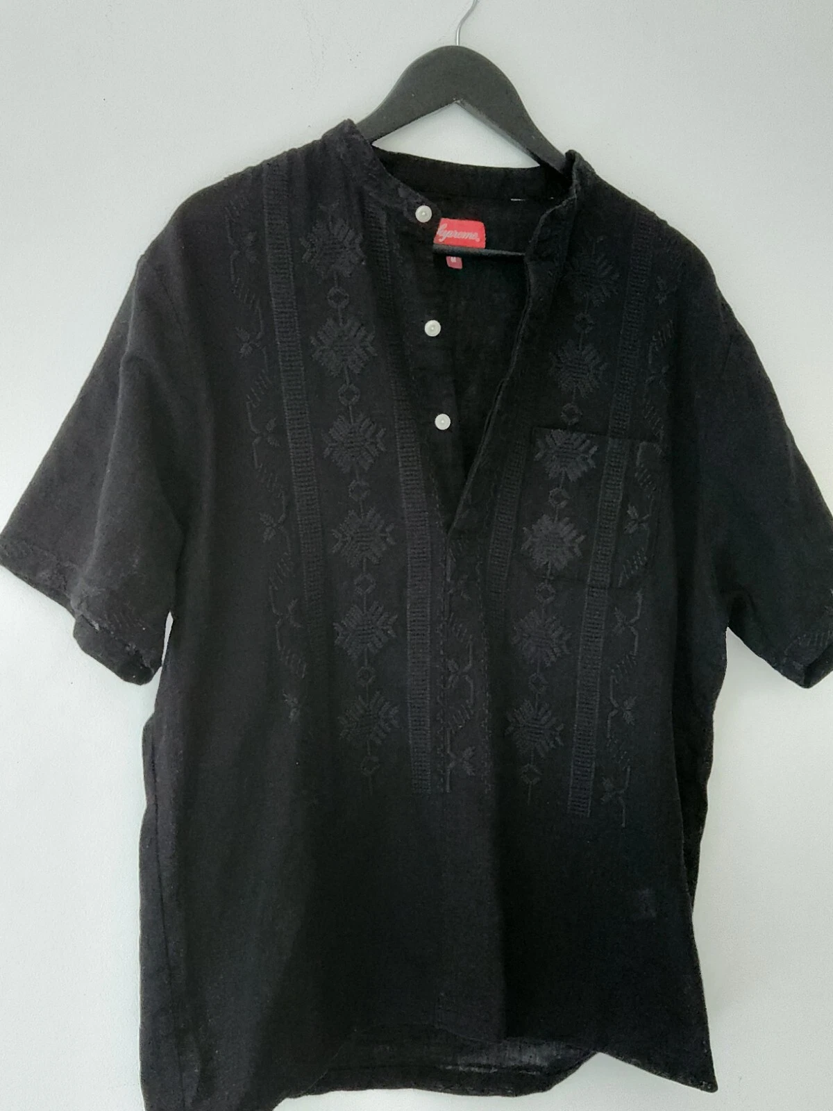SS17 Supreme Ricamato Fascia COLLETTO S/S T SHIRT Taglia M Media Nero Cotone