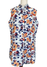 Chadwicks Shirt Dress Multi Floral Sleeveless Full Button Up SZ LT Preppy