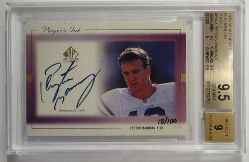 Peyton Manning [Purple] #PM-A 1999 SP Authentic Player's Ink card