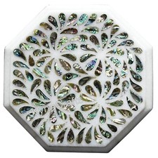 Marble Coffee Table Top Abalone Shell Inlay Work Entryway Table with Royal Look