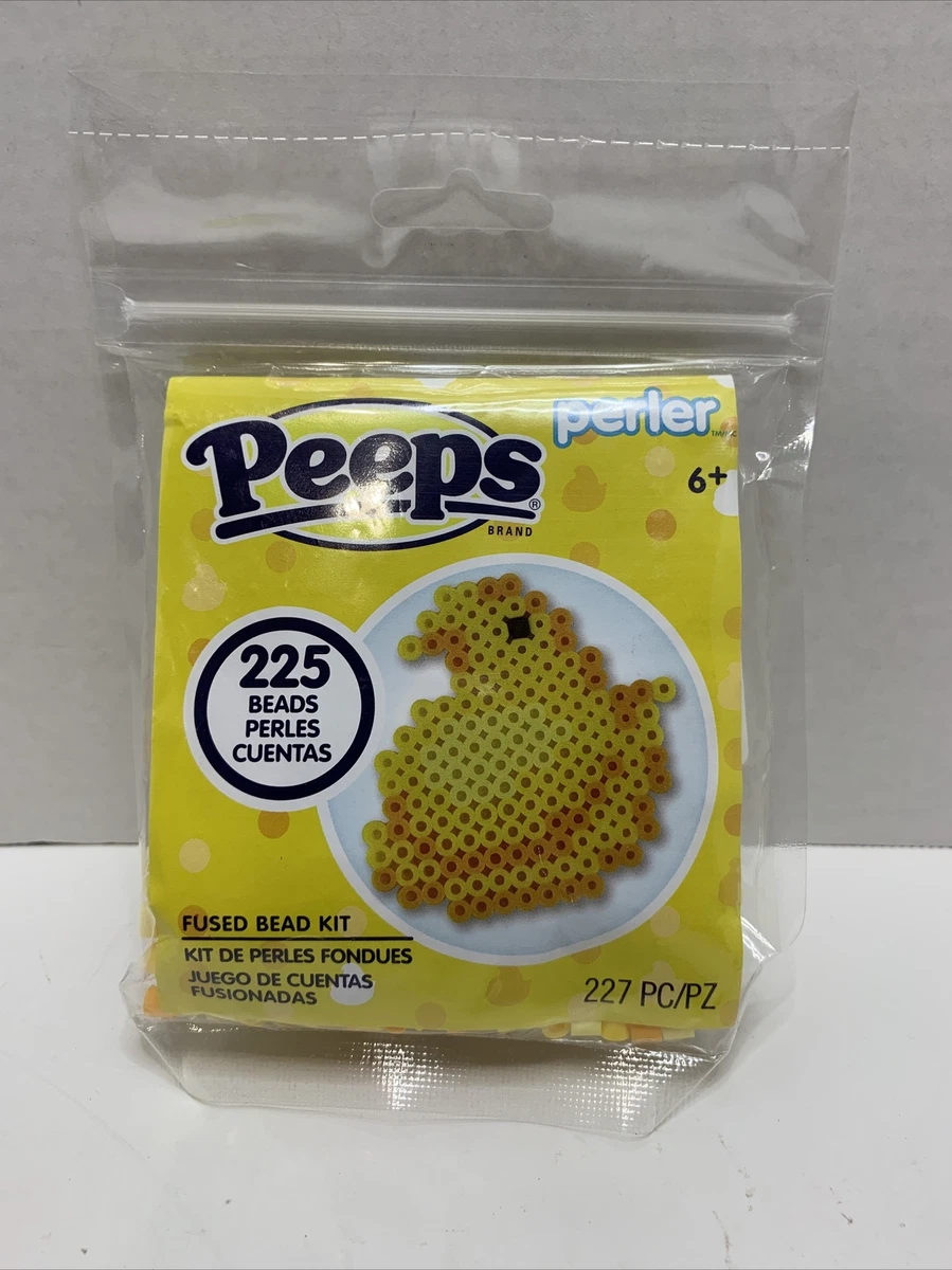 Perler Fused Bead Kit Peeps brand Chick 225 Beads 1 Peg Board Ironing Paper