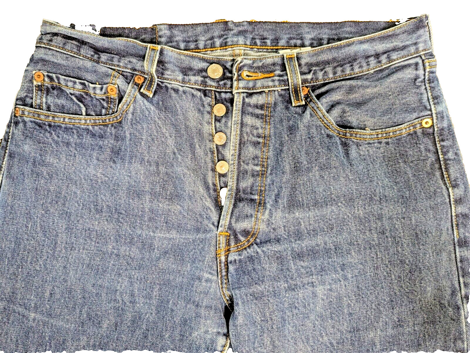 Levis Jeans Mens 33x30 Blue Denim 501 Straight Bu… - image 3