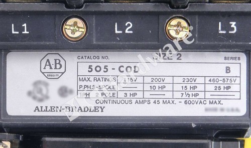 Surplus Open Allen Bradley 505-COD /B NEMA Full Voltage Reversing Starter 3-Ph - Picture 8 of 8