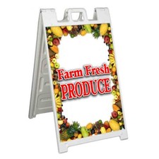 FARM FRESH PRODUCE Signicade 24x36 Aframe Sidewalk Sign Banner Decal VEGETABLES