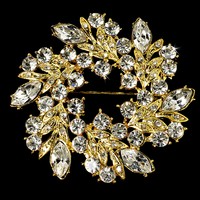 Gold Crystal Wreath Brooch - Bridal Wedding Jewellery Gold Crystal Wreath Brooch - Bridal Wedding Jewellery