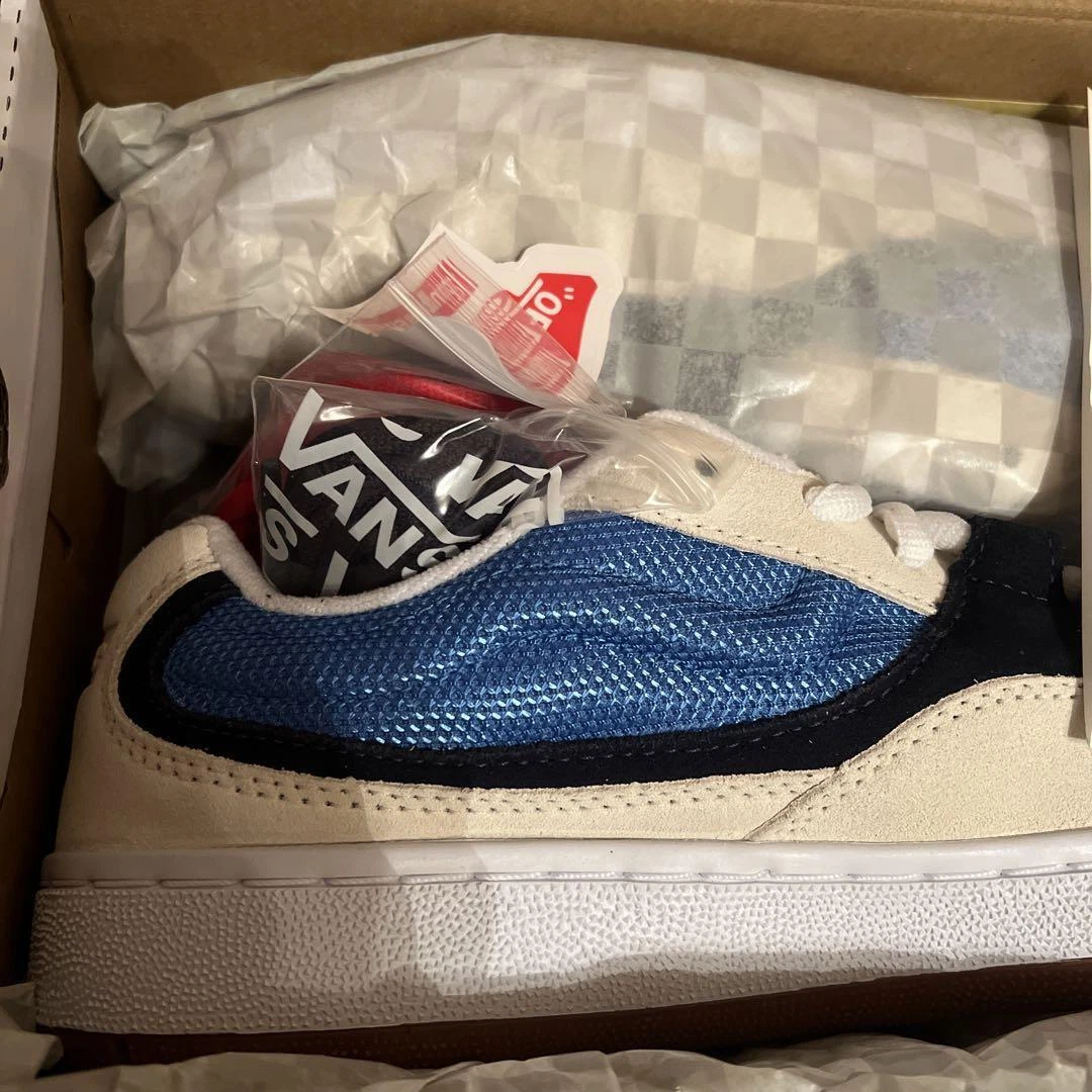 Baskets Supreme x Vans Speed ​​cuir blanc x bleu US 9