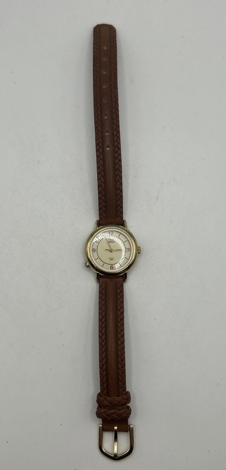 Timex Women's 22MM Gold-Tone Indiglo Watch with Date and Brown Strap