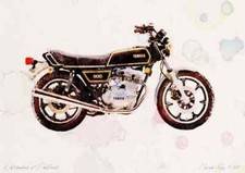 A4 Photo Yamaha XS500 1978 Watercolour Print Ltd Edition
