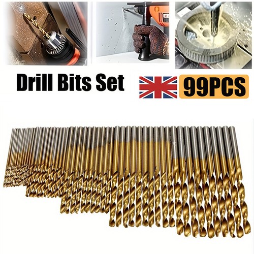 99Pcs Titanium Coated HSS Drill Bit Set 1.5-10mm for Wood Metal Kit with Case UK - Picture 12 of 13