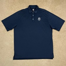 FJ FootJoy Mens Blue Striped Golf Performance Polo Shirt Size XL