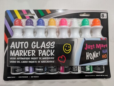 Chroma Auto Glass Marker Pack For Car Windows Washable Liquid Chalk Pen 8 PCS