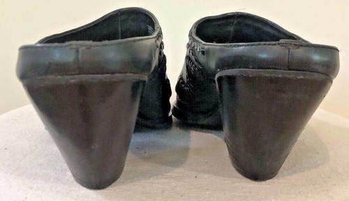 Women's White Mountain Black Leather "Bronco" Mules Western Sz. 7W - Picture 4 of 11