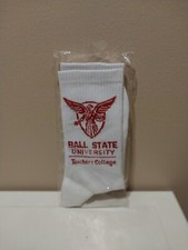 Ball State University Teachers College White Crew Socks Brand New