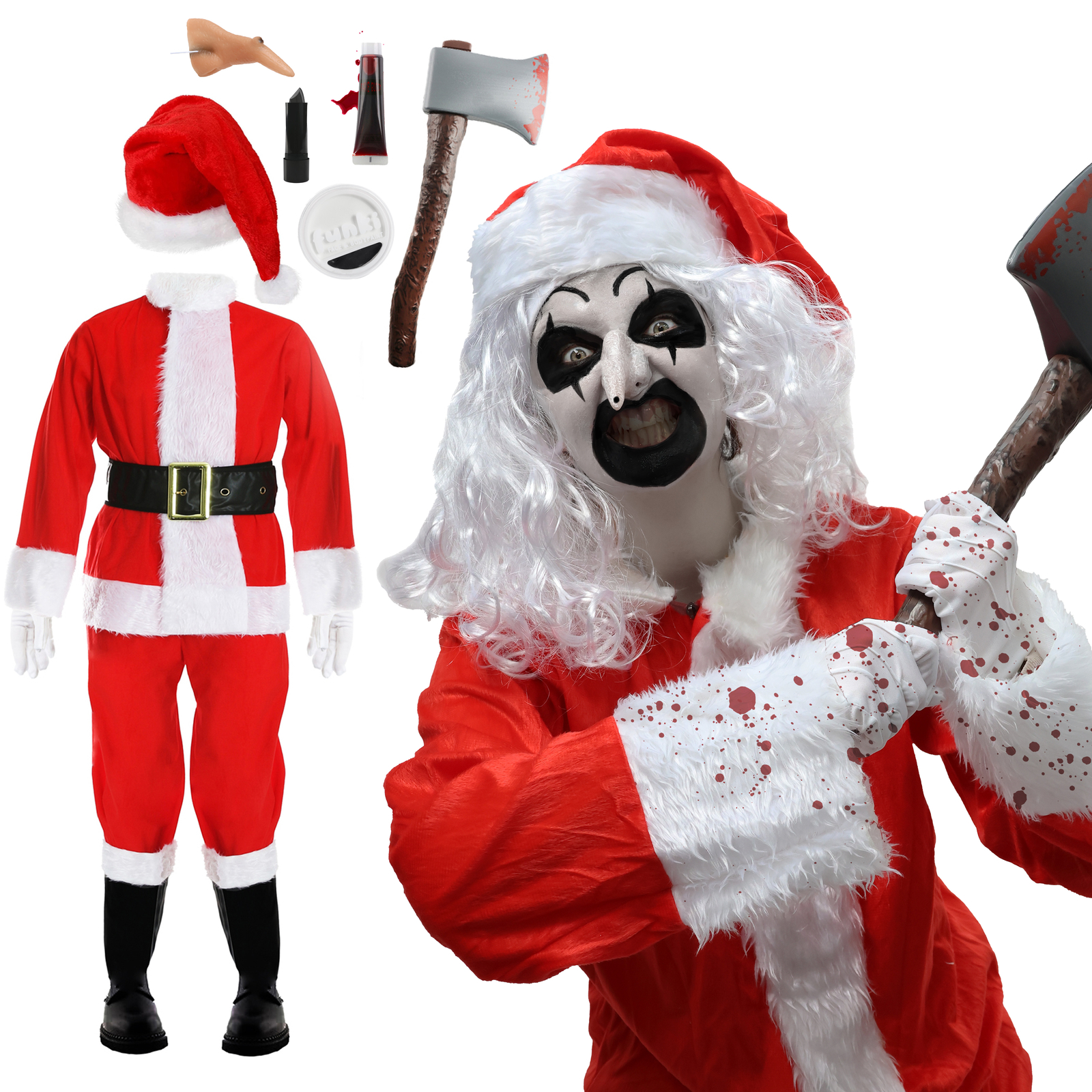 DISFRAZ ARTE PAYASO ATERRADOR ADULTOS HALLOWEEN SANTA DISFRAZ ACCESORIOS DE MAQUILLAJE