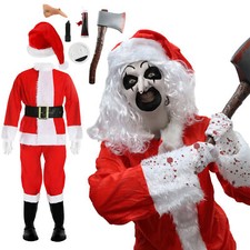 TERRIFIER CLOWN ART COSTUME ADULTS HALLOWEEN SANTA COSTUME MAKEUP PROPS 
