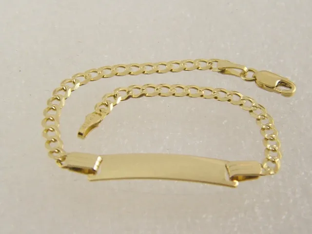 14K Solid Gold Baby ID Bracelet Diamont Cut 6.25