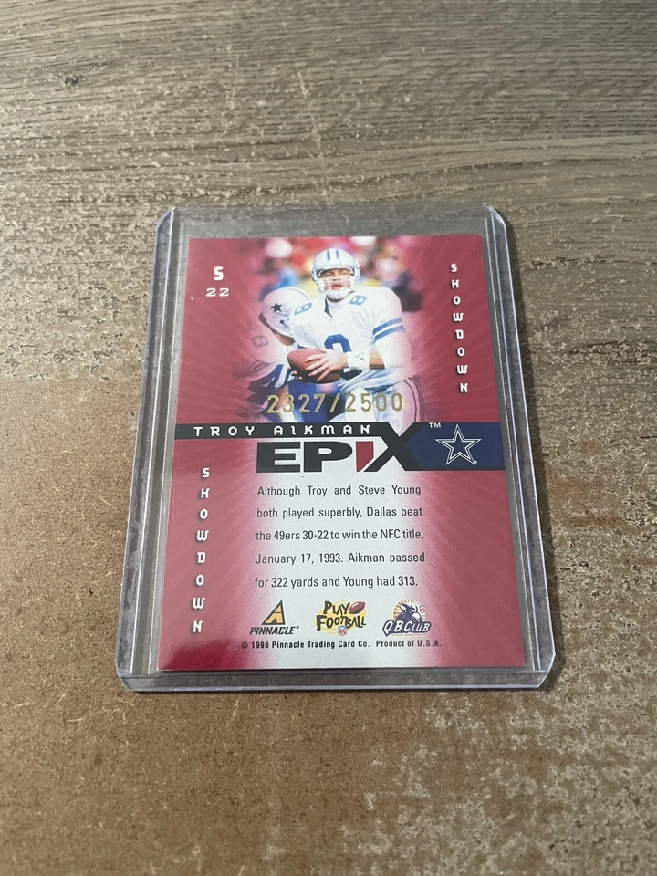 Troy Aikman 1998 Pinnacle Epix Red Showdown #22 #’D /2500 - Image 4 of 4