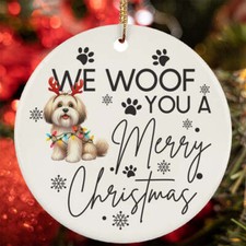 Merry Christmas Havanese Dog Woof Xmas Lover Ornament Gift Tree Decor Hanging