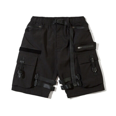 Niepce Matte Black Classic Techwear Streetwear Casual Cargo Shorts