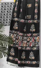 INDIAN BAGRU BLOCK PRINT PURE SOFT COTTON MULMUL SAREE SARI WITH BLOUSE PIECE
