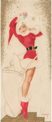Santa Alberto Vargas 1930s Vintage Pin-Up Girl Christmas Holiday