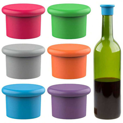 6 Pack Reusable Silicone Wine Stoppers, Corks for Bottles & Beverages