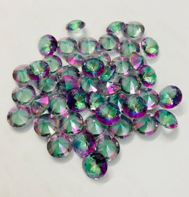 Mystic Topaz Round Faceted Cut Gemstone AAA Grade Wholesale Stones Lot
