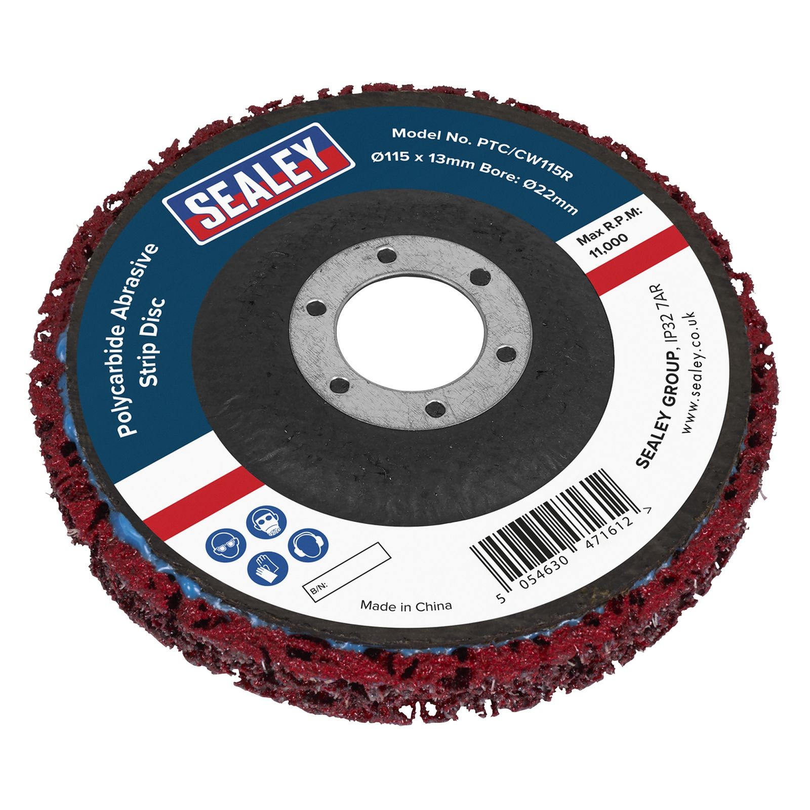 Polycarbide Abrasive Strip Disc 115 x 13 x 22mm - Red - PTC/CW115R