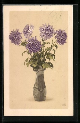 Artist Postcard Meissner & Buch M&B No. 1948: Vase with Crysanthemums 1917 