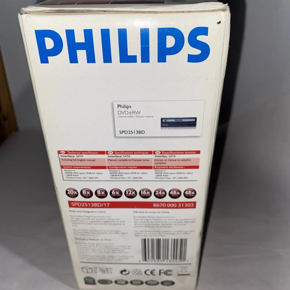 Philips DVD/CD Rewritable RW Internal SATA Optical Drive Black Model SPD2513BD - Image 4 of 4