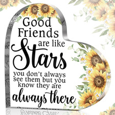 Sunflower Acrylic Heart Friendship Gift for Friend Coworker Teacher New