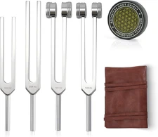 Tuning Forks for Healing Set – Includes 128Hz, 136Hz, 256Hz, 384Hz & Activator, 