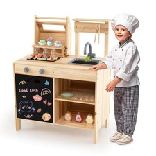 Wooden Barbecue Grill Playset with Play Food Grilling Tools  Accessories