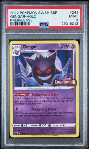PSA 9 Gengar SWSH241 Lost Origin Prerelease Black Star Promo Pokemon Card
