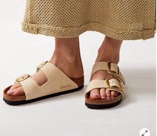 Birkenstock Arizona Big Buckle ECRU Nubuck Sandals EU 38 NEW