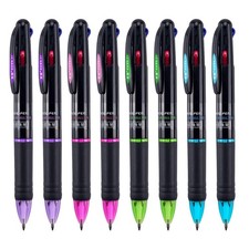 8 Pack Multicolor Ballpoint Pens 4-in-1 0.7mm Colored Retractable Ballpoint G...