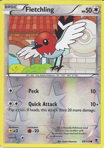 Pokemon Card -  Fletchling  - Phantom Forces - Reverse Holo  - 89/119
