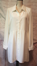 *NEW* Forever 21 Women's Ivory Long Sleeve Button Front Shirt Dress Size XL
