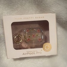 Plum Pretty Sugar AirPods Pro Protective Case Clear Floral Design with Carabiner