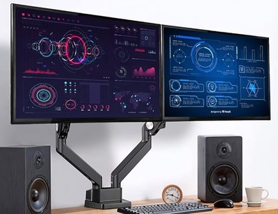 AVLT Dual Monitor Arm 17''-35'' Full Motion Desk Mount for 2 Flat/Curved Screens
