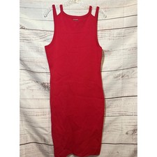Michael Kors Red Bodycon Midi Dress Sleeveless Stretch