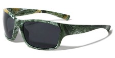Mens Green Camo Wrap Around Sunglasses Camouflage Sport Smoke Gray Lens UV400